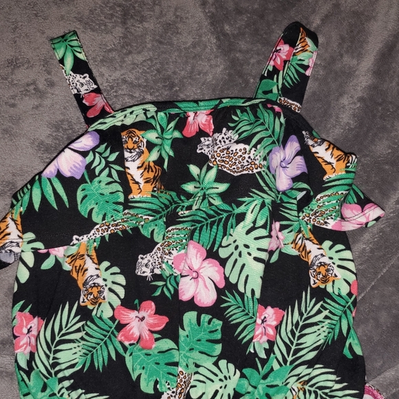 Girl's Tropical, Floral Romper - Picture 2 of 4